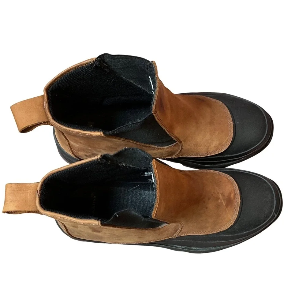 Lands End Chelsea Duck Boots Mens 11D Tan‎ Brown Good Leather Rubber 96615